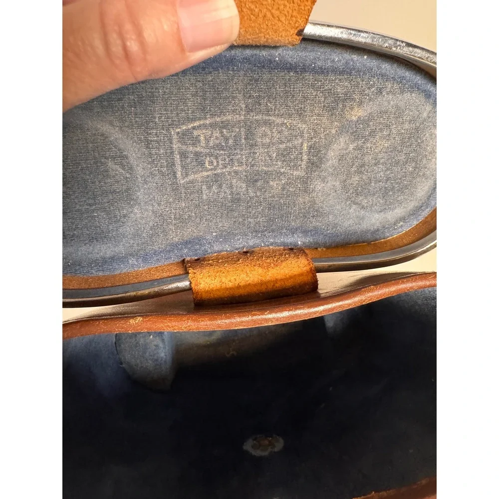 Taylor Optical Mark II Vintage Brown Leather Binocular Case Blue Felt Lining